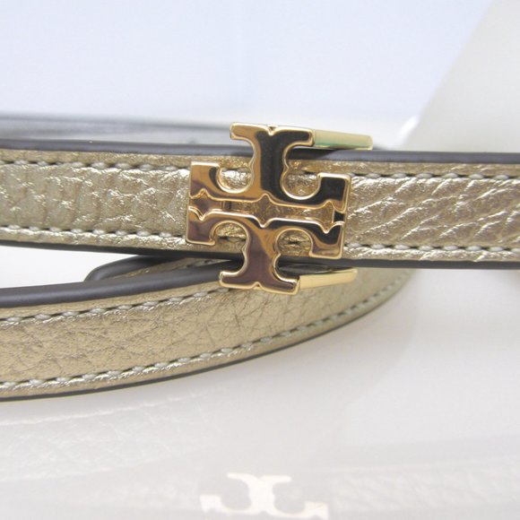 Tory Burch Accessories - Tory Burch REVERSIBLE Silver Gold Skinny Belt Logo Buckle Metallic 70449